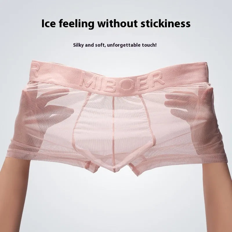 Men's thin invisible boxer shorts in six colours with quick-drying polyester fabric