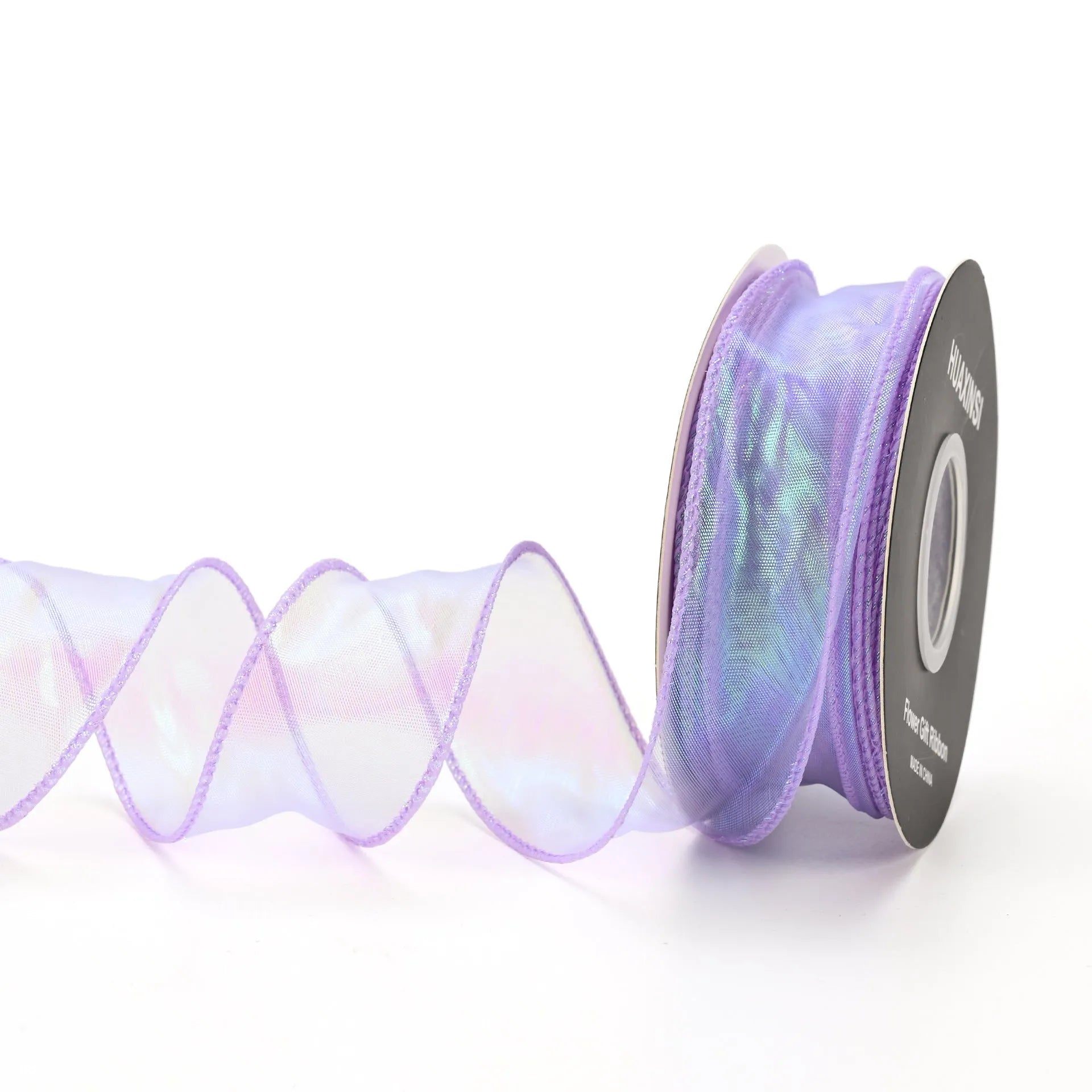 Fishtail yarn mesh decorative ribbon with colourful wave pattern in 4cm width