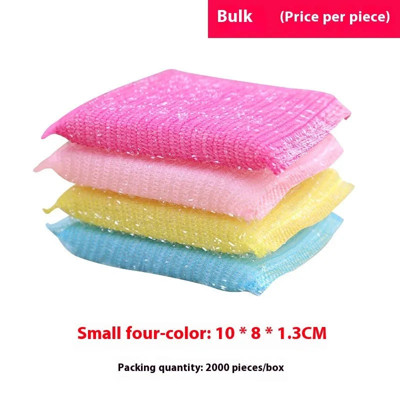 Pinstripe fabric dishwashing sponge mop in macaron colours showing 12x8.5cm dimensions