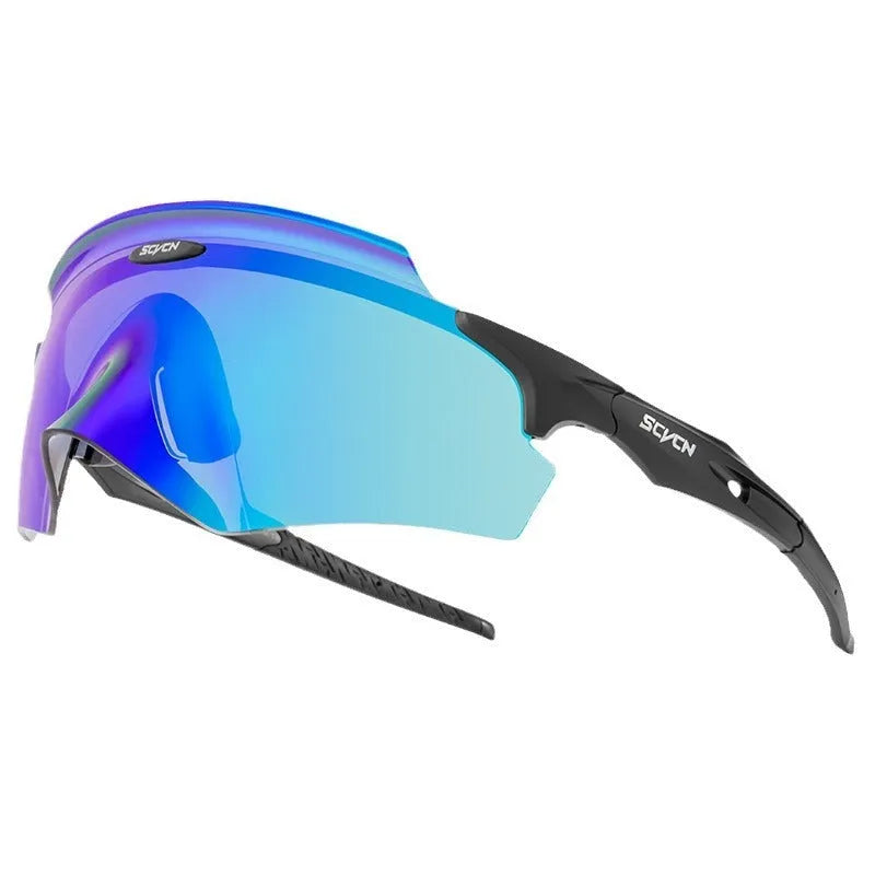 Frameless athletic glasses with integrated colourful lens for windproof sports protection