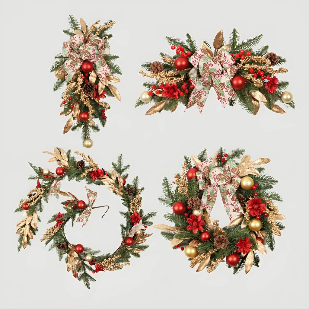 American country style Christmas garland in four formats with optional lighting