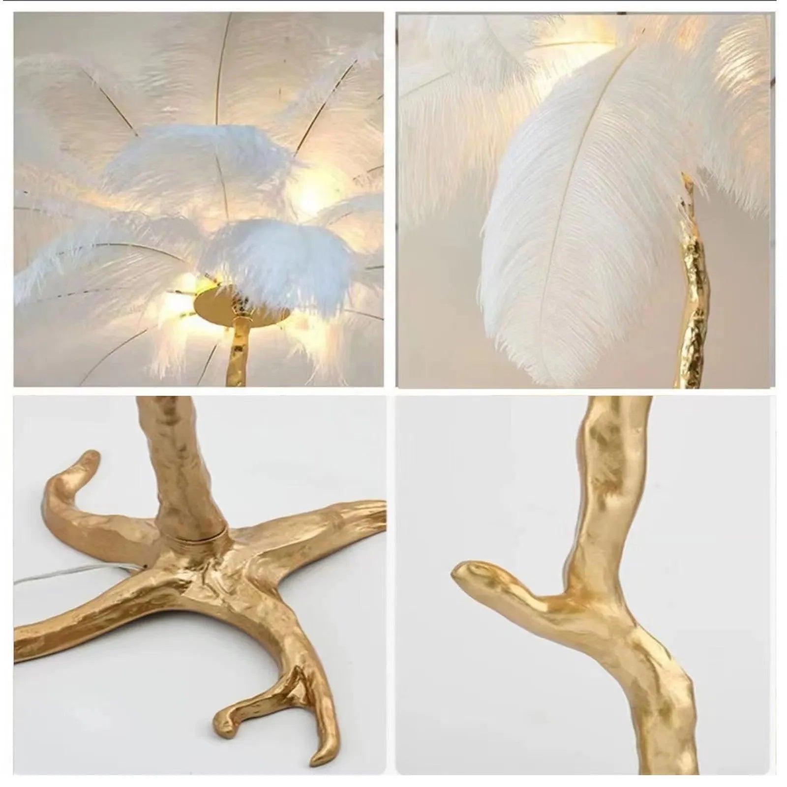 Decorative resin feather floor lamp with 32 feathers standing 170cm tall
