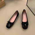 Retro style women's ballet flats with square toe and bow detail in Mary Jane design