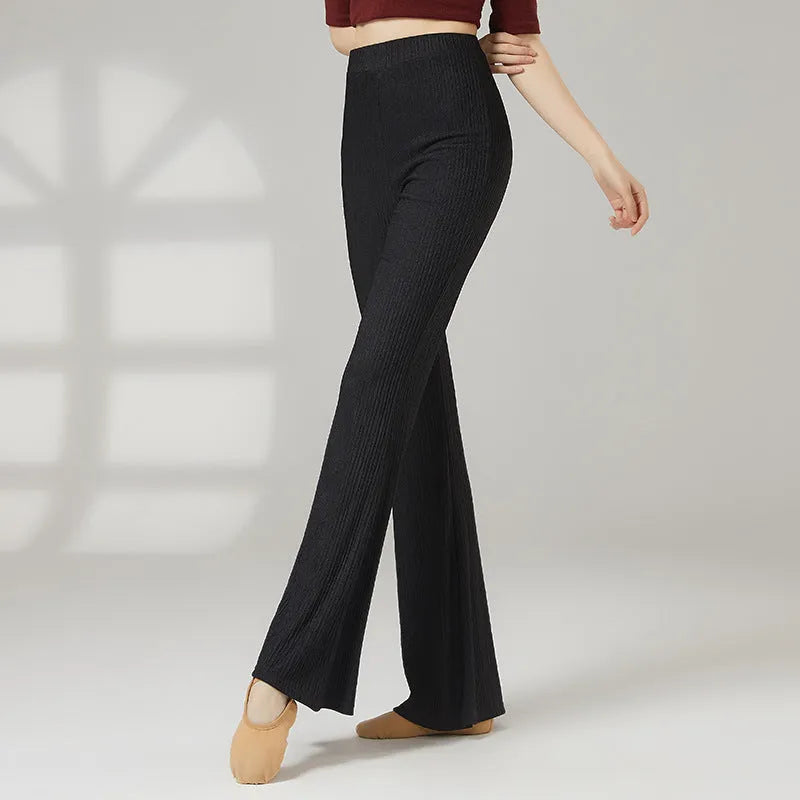 Women's solid colour dance practice pants in polyester fabric showing five colour options