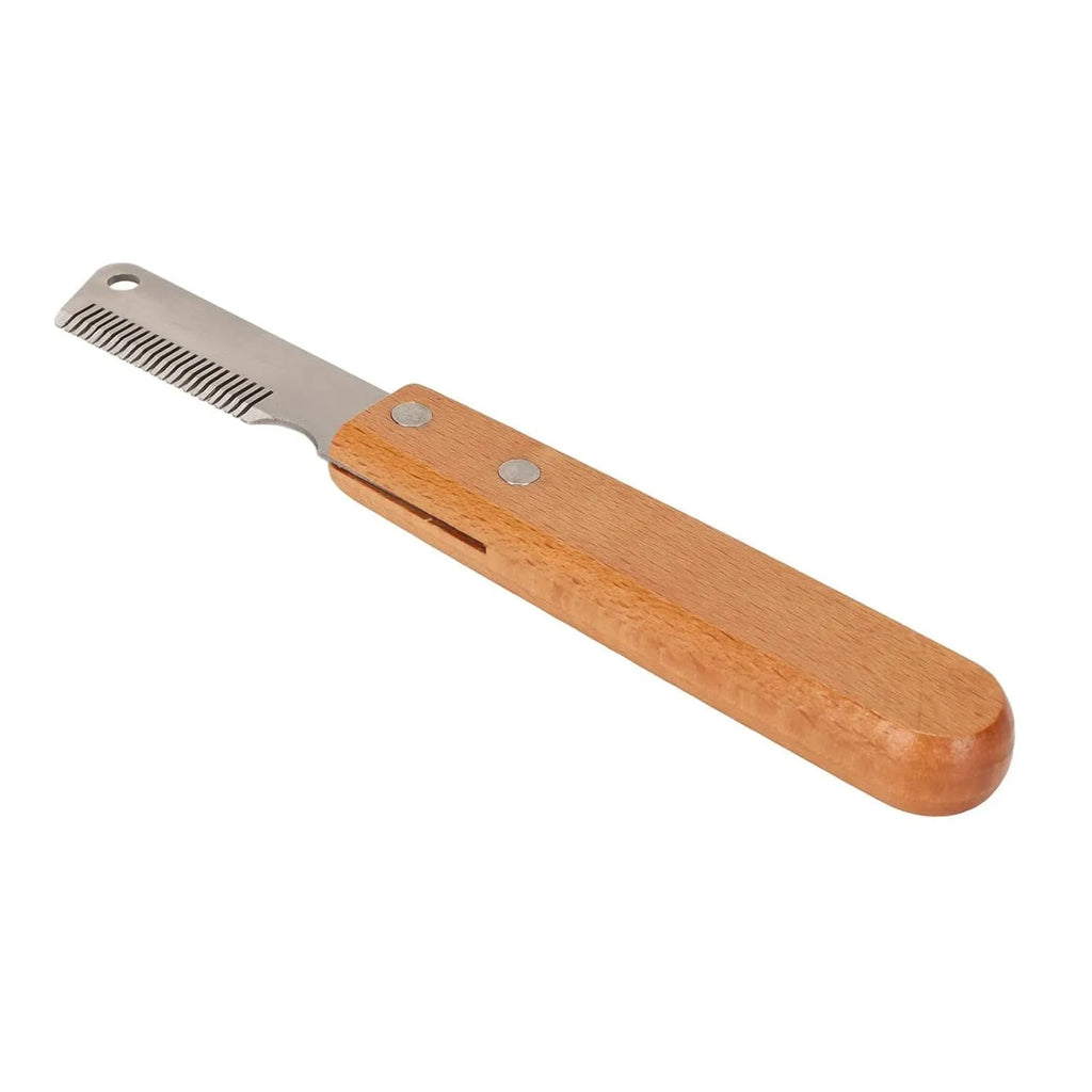 Wood-handle pet stripping comb grooming tool for cats and dogs in two sizes