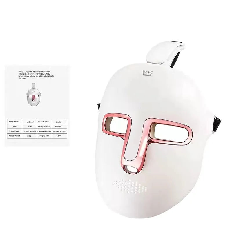 Black and gold IPL LED facial beauty mask device with headband on a white background.