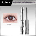 Waterproof steel tube eyelash mascara in black or brown shades with optional eyelash curler for long thick lashes