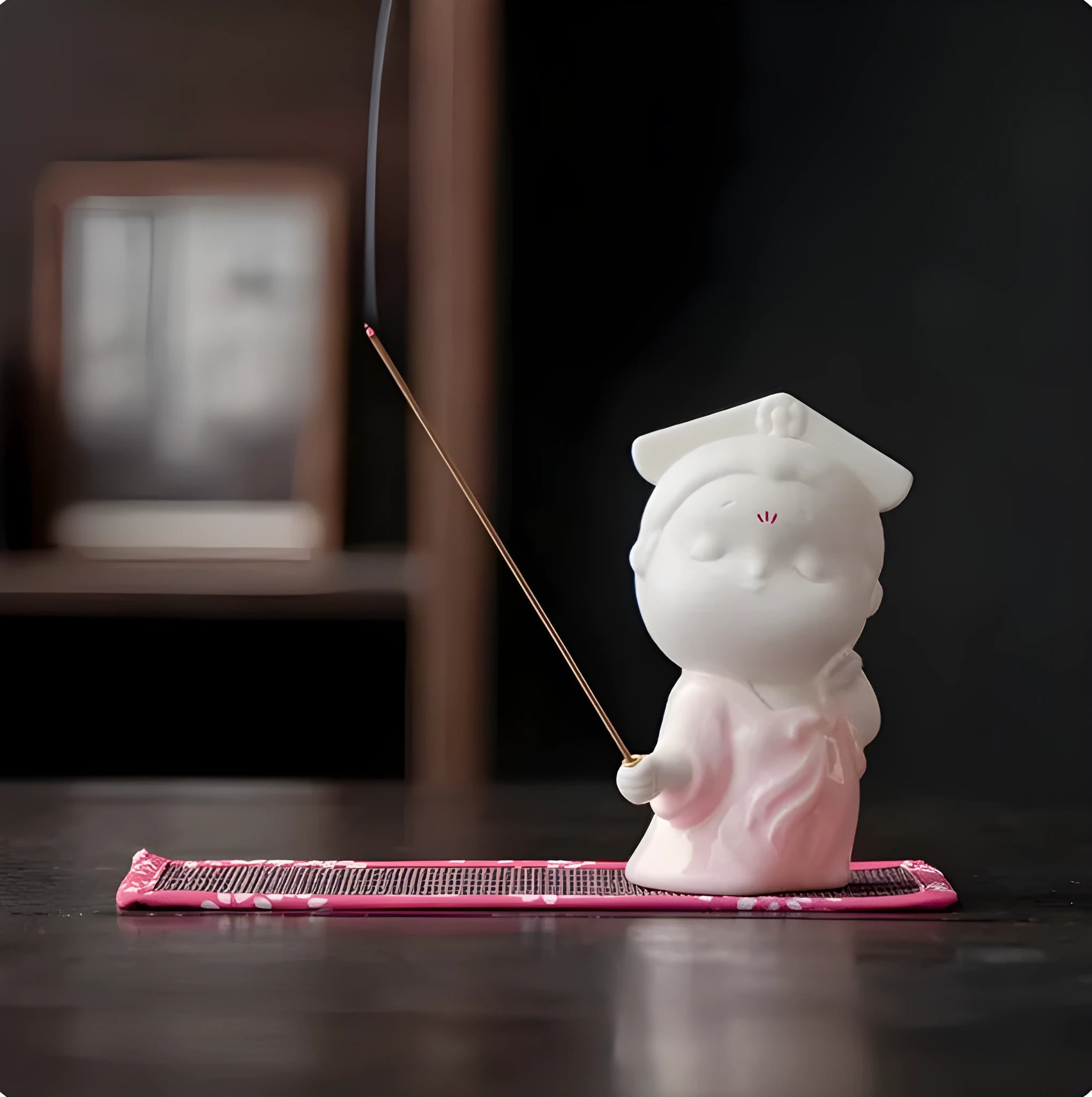 Cute ceramic court attendant incense burner decoration in a fresh, adorable style.