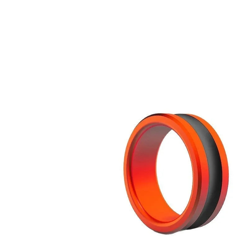 Orange and silver alloy fishing hand guard pull ring tool with non-slip grip
