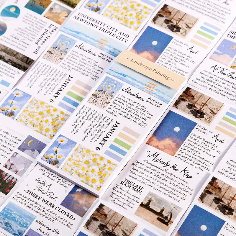 Landscape Painting Series paper sticker book with 20 stickers at 60x120mm size