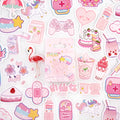 Box of 46 creative cartoon decorative stickers for children's journals featuring small pattern designs like Bubble Comics and Green Forest