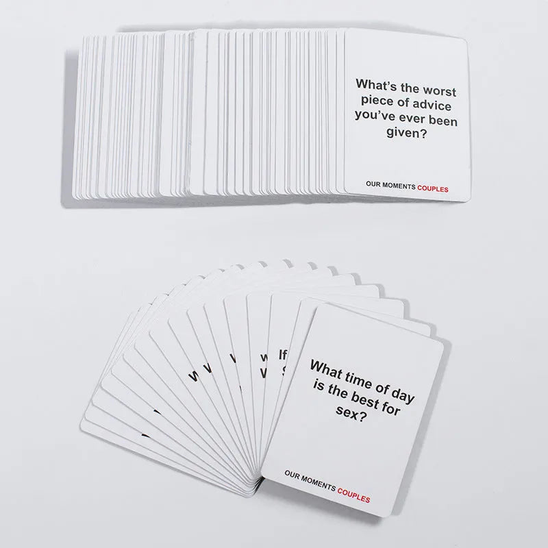 Black box containing Our Time Lovers Edition coated paper communication cards for couples.