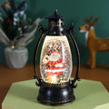 Plastic Crystal ball lamp with light, showing Snowman and Elderly Oil Lamp Christmas decoration designs.