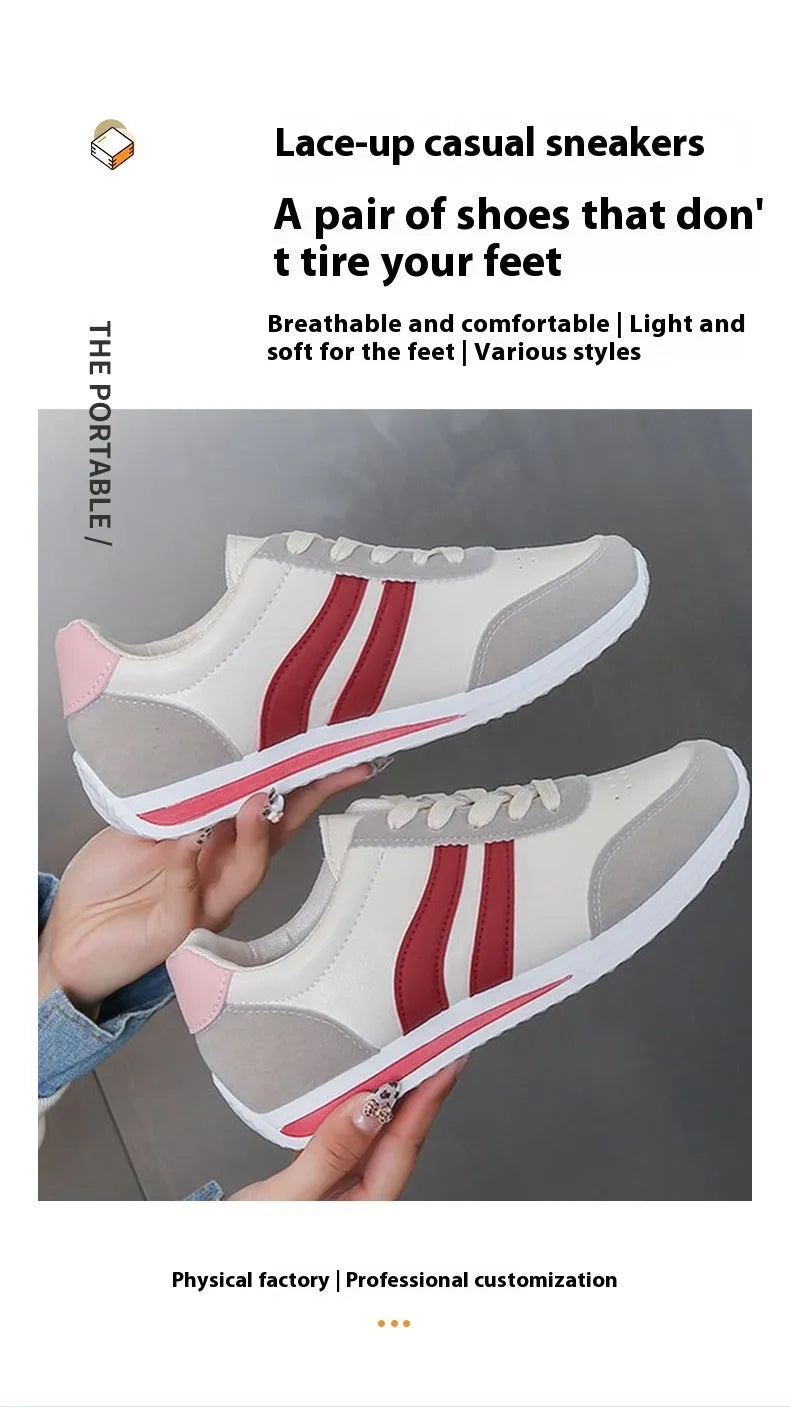 Blue and red lace-up running sneakers with PU mesh upper and flat rubber soles
