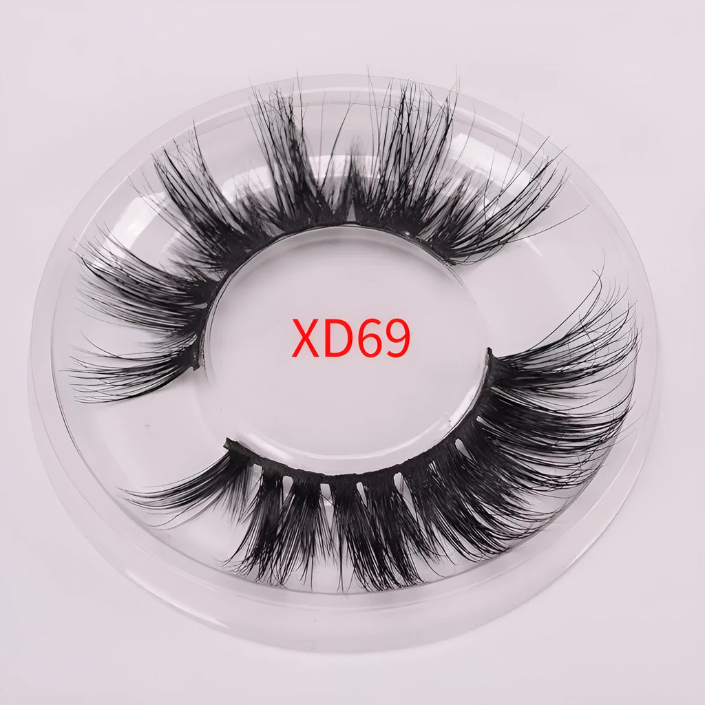 5D mink false eyelashes set with double headed brush and hair cap