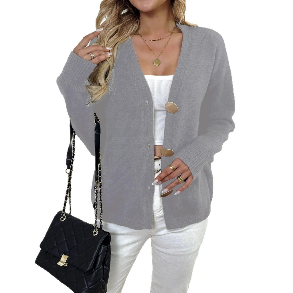 Women's deer plush long sleeve sweater coat in black or grey with irregular street hipster style and princess sleeves