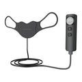 Black LED photon light therapy face mask with neck piece for at-home skin treatment.