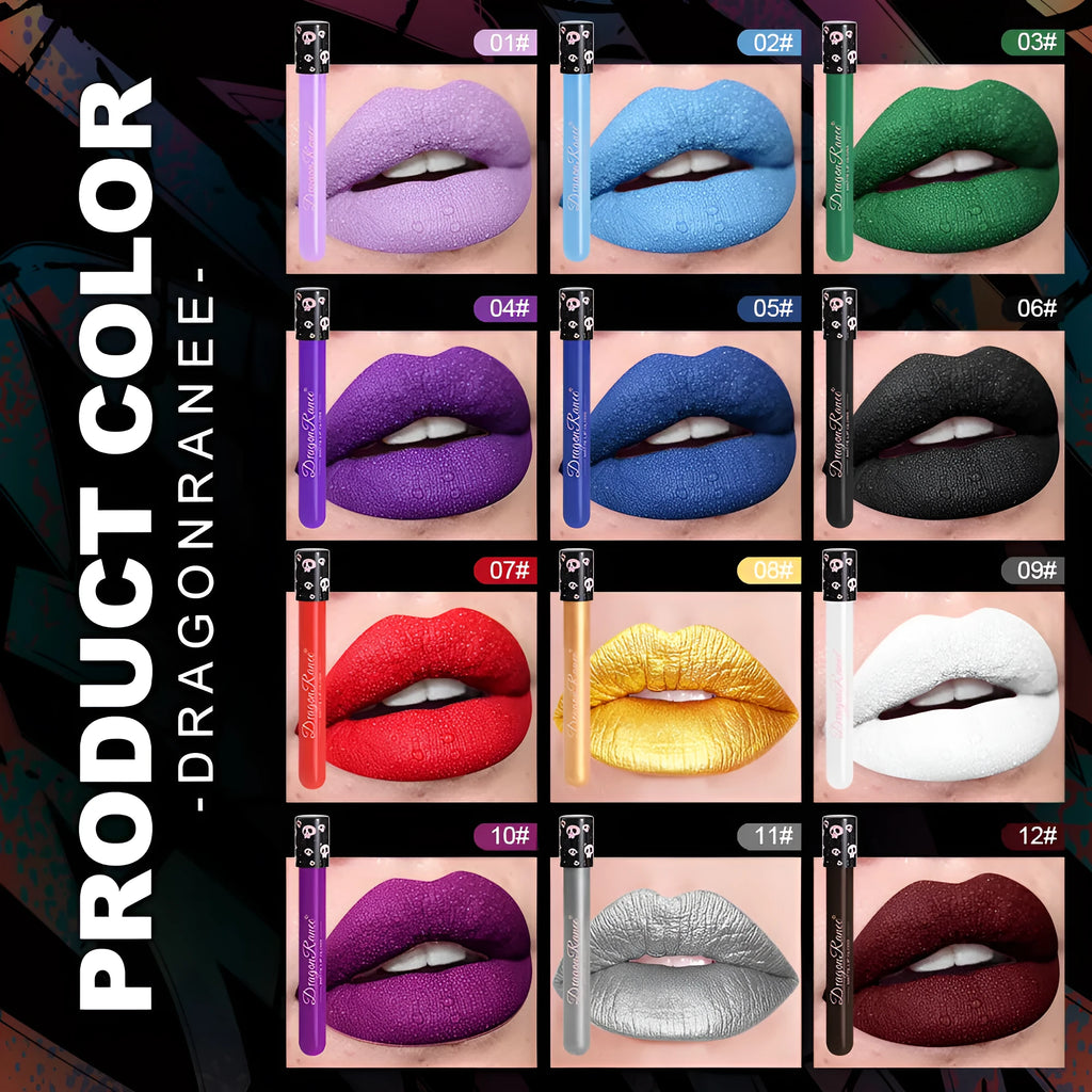 DR160 retro matte lip gloss tube for Halloween makeup in waterproof formula.
