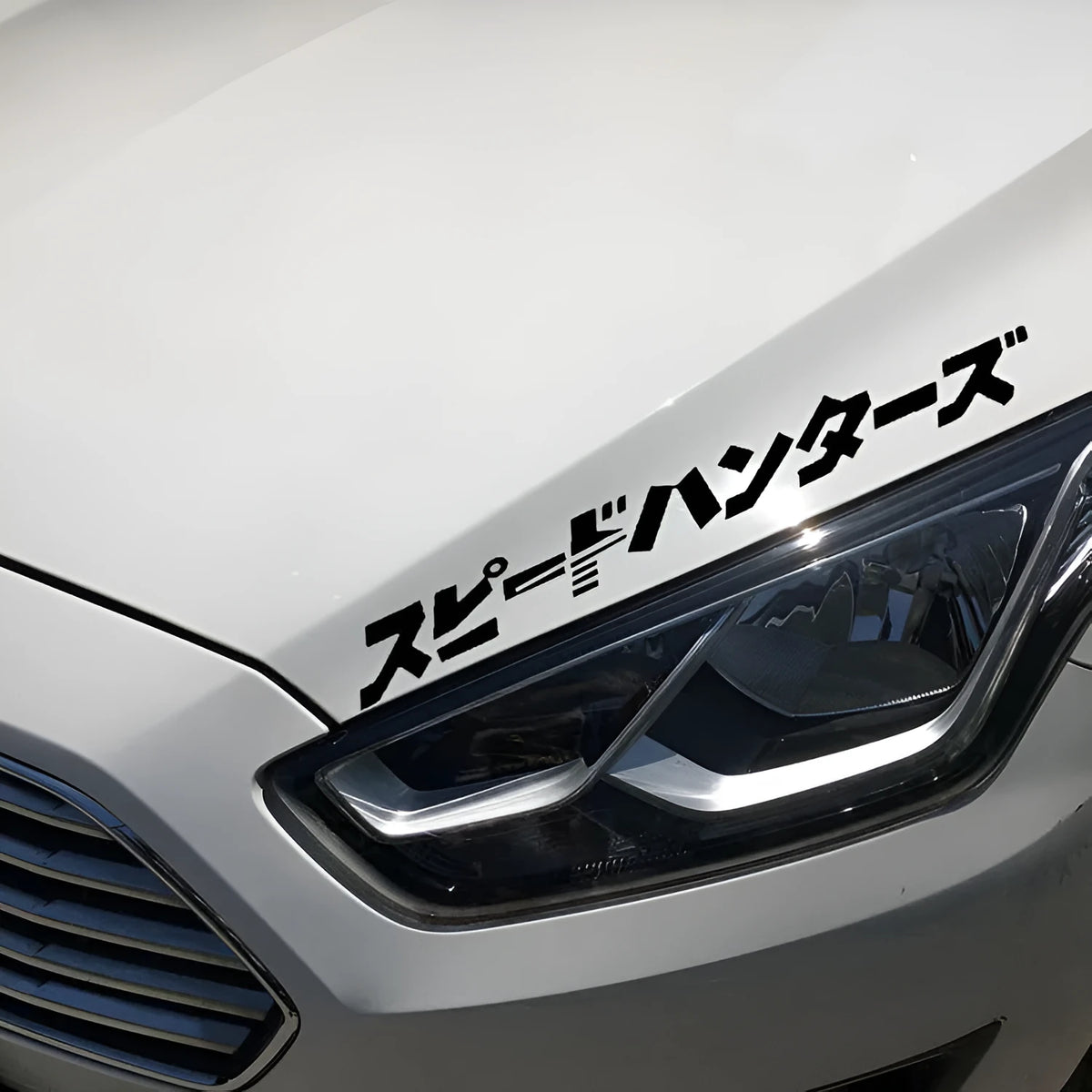 35x35cm square Japanese car sticker with reflective PET material in black or white colour options