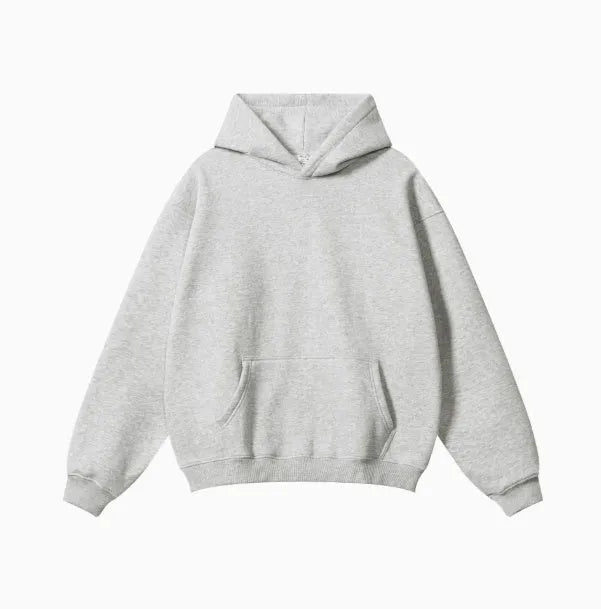 Men's terry cotton hooded sweater in loose fit with drop shoulder design
