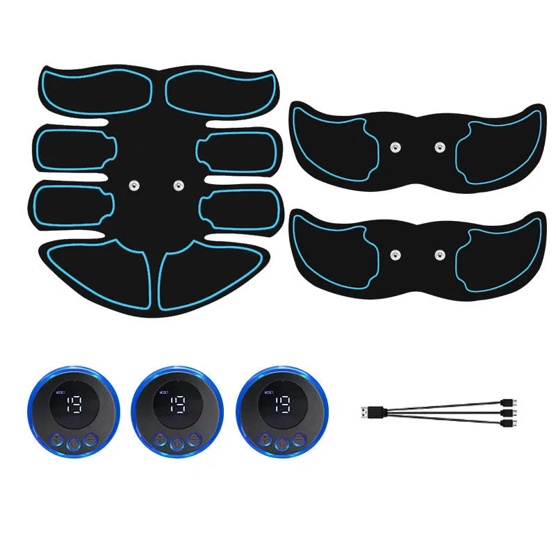 Abdominal muscle patch electronic massage device with digital display and charging functionality