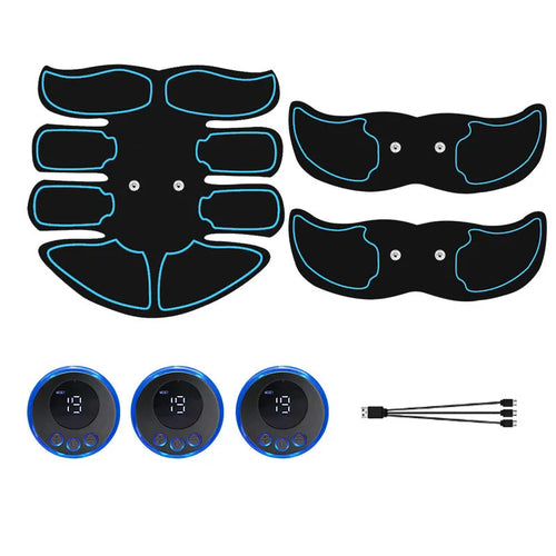 Abdominal muscle patch electronic massage device with digital display and charging functionality