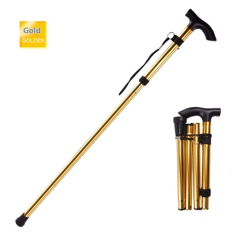 Aluminium alloy folding walking cane with adjustable 85-95cm height and non-slip handle