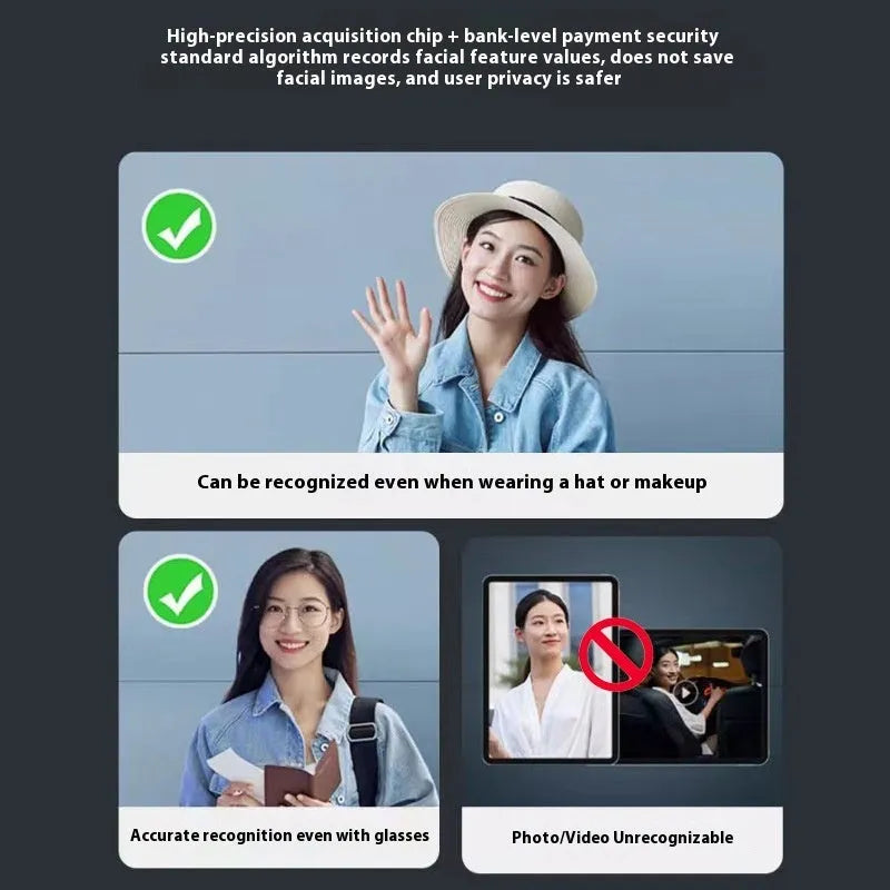 F7 smart door lock with face recognition camera, fingerprint scanner, and password keypad in aluminium alloy housing