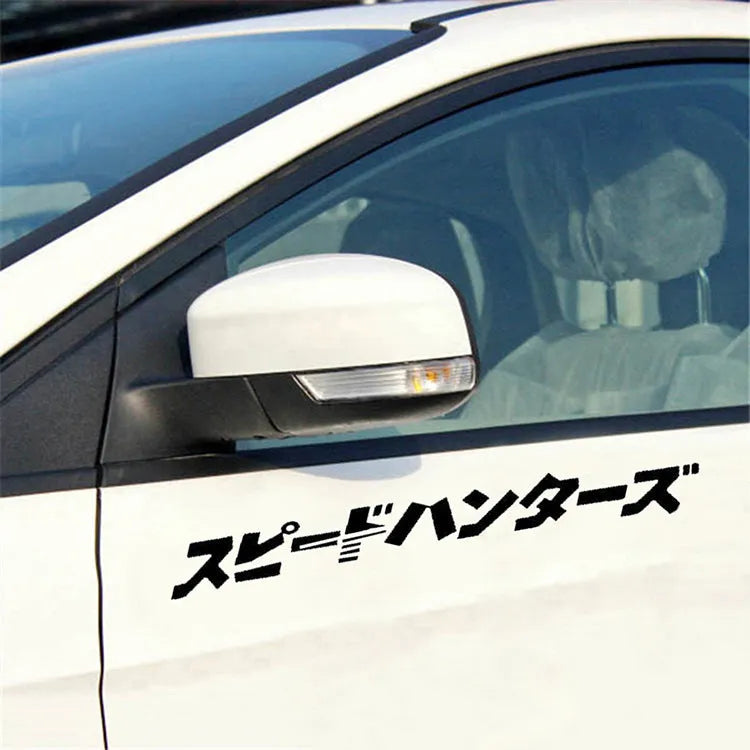35x35cm square Japanese car sticker with reflective PET material in black or white colour options