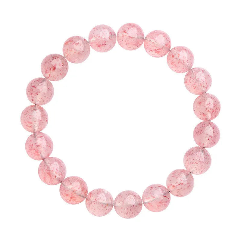 Natural strawberry quartz crystal bracelet with white water colour and 10-10.8mm beads