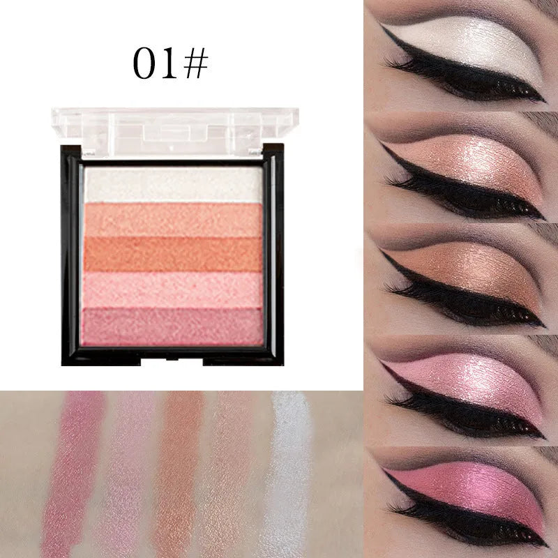 Highlight eye shadow plate with six colour options for natural contouring and brightening effects