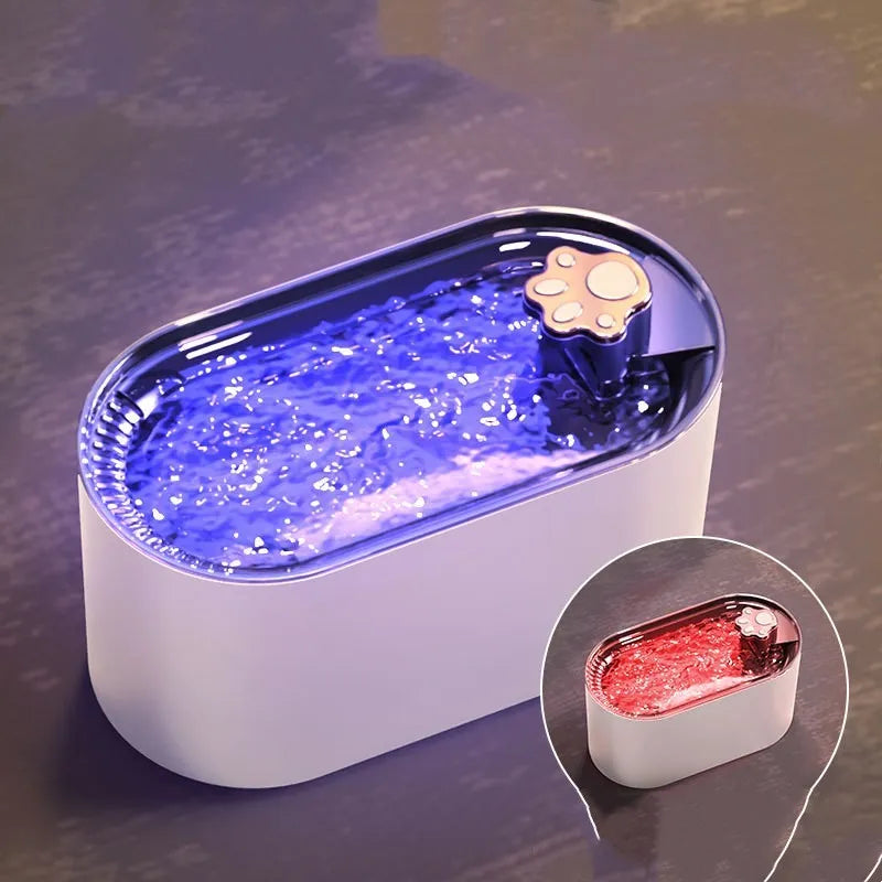 3L automatic pet water fountain with LED light, quiet pump, and triple filter system for cats and dogs