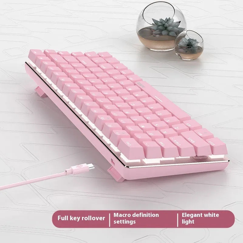 82 key mechanical gaming keyboard with white backlight and metal construction