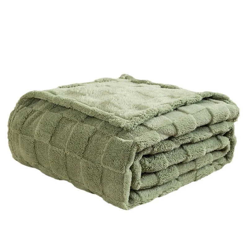 Geometric pattern cotton velvet sofa blanket in selected colour showing textured surface and modern design