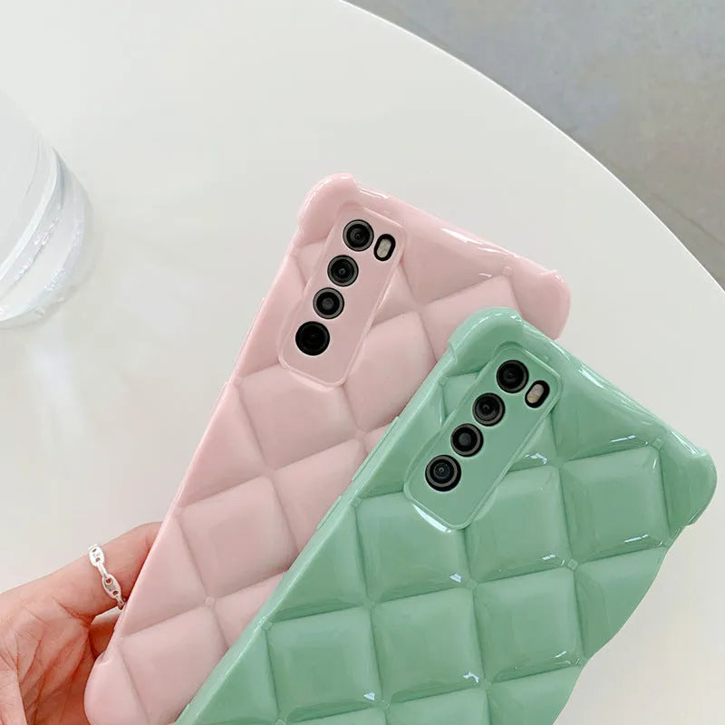 Silicone phone case for Huawei P30, P40, Nova, and Mate models in black, green, pink, or white.