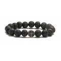 Agate bracelet with 10mm volcanic rock stones and stainless steel finish in geometry design