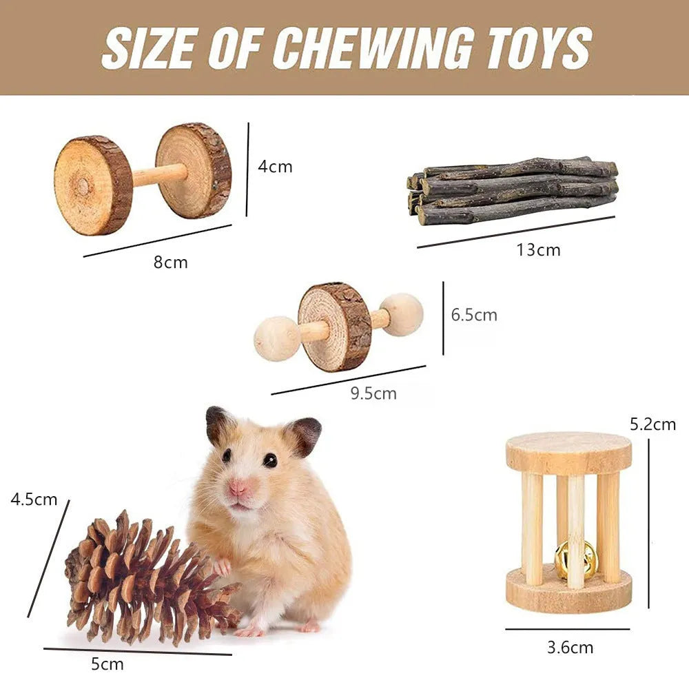 Wooden chew toy bundle set for rabbits, guinea pigs and parrots