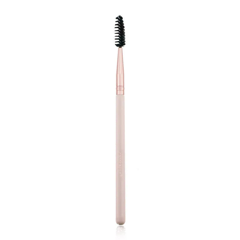 26-piece pink makeup brush set with wooden handles in portable PU case