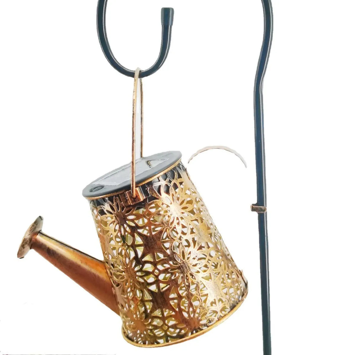 Butterfly kettle solar light in wrought iron for courtyard and garden decoration