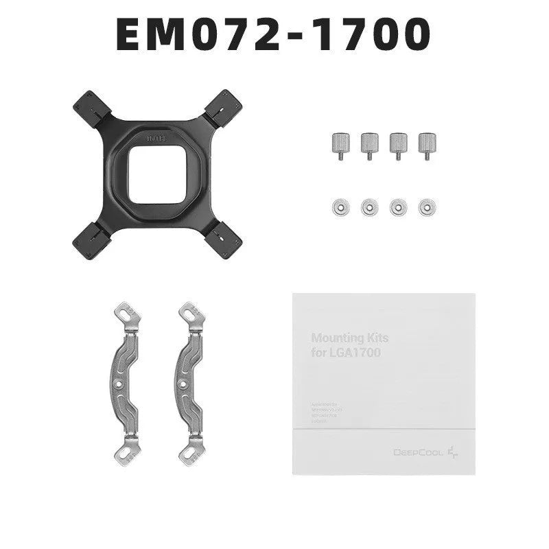 LGA1700 CPU cooler mounting kit with five style options and cleaning alcohol bag