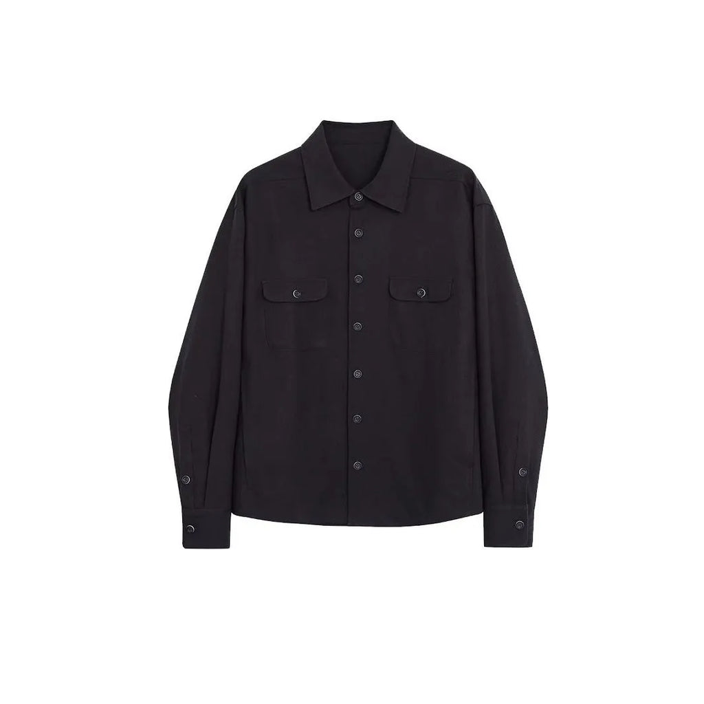 Men's long sleeve formal shirt with a cotton lapel, shown in light sand rice colour.