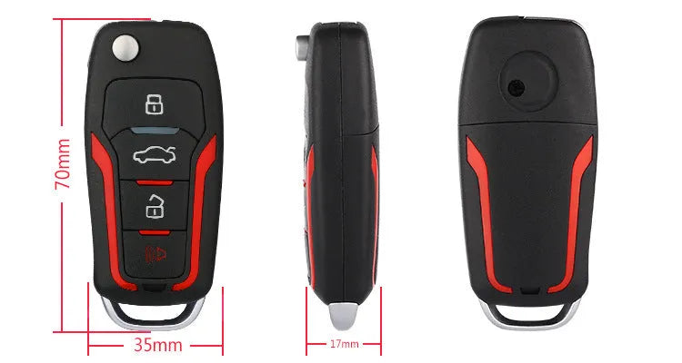 Red and frosted black one-way car alarm system with two remote controls for 3000m range vehicle security