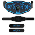 Smart EMS massage belt fitness equipment showing rechargeable host unit and adjustable belt