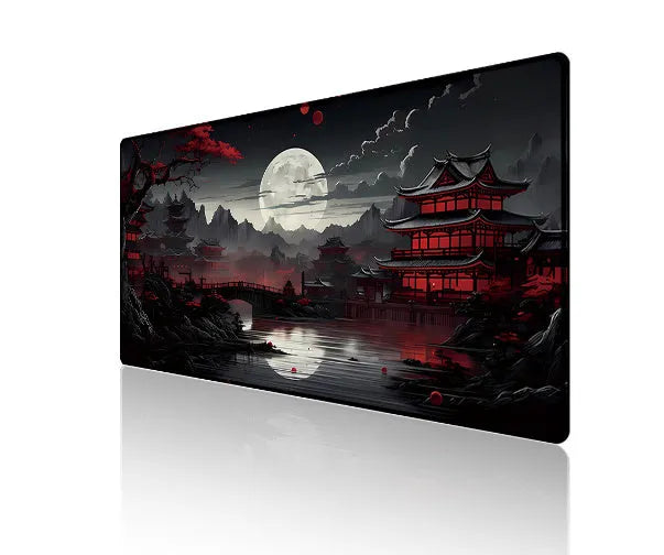 Anime design gaming mouse pad with non-slip rubber base shown on a desk