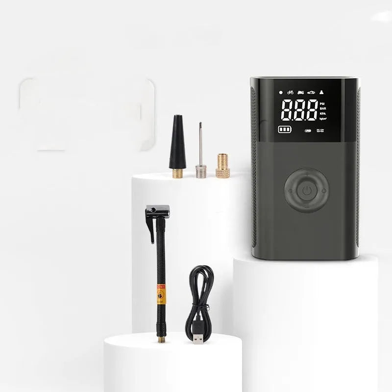 Wireless digital display air pump with ABS housing and multiple inflation attachments