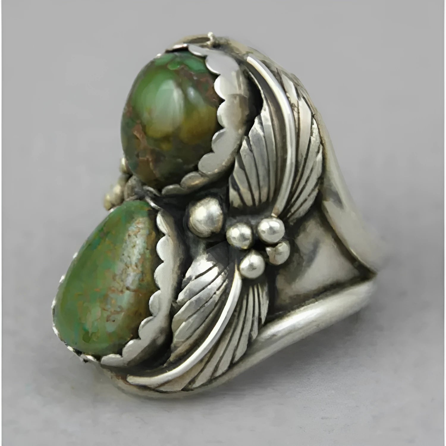 Turquoise geometric women's ring with electroplated finish on alloy material