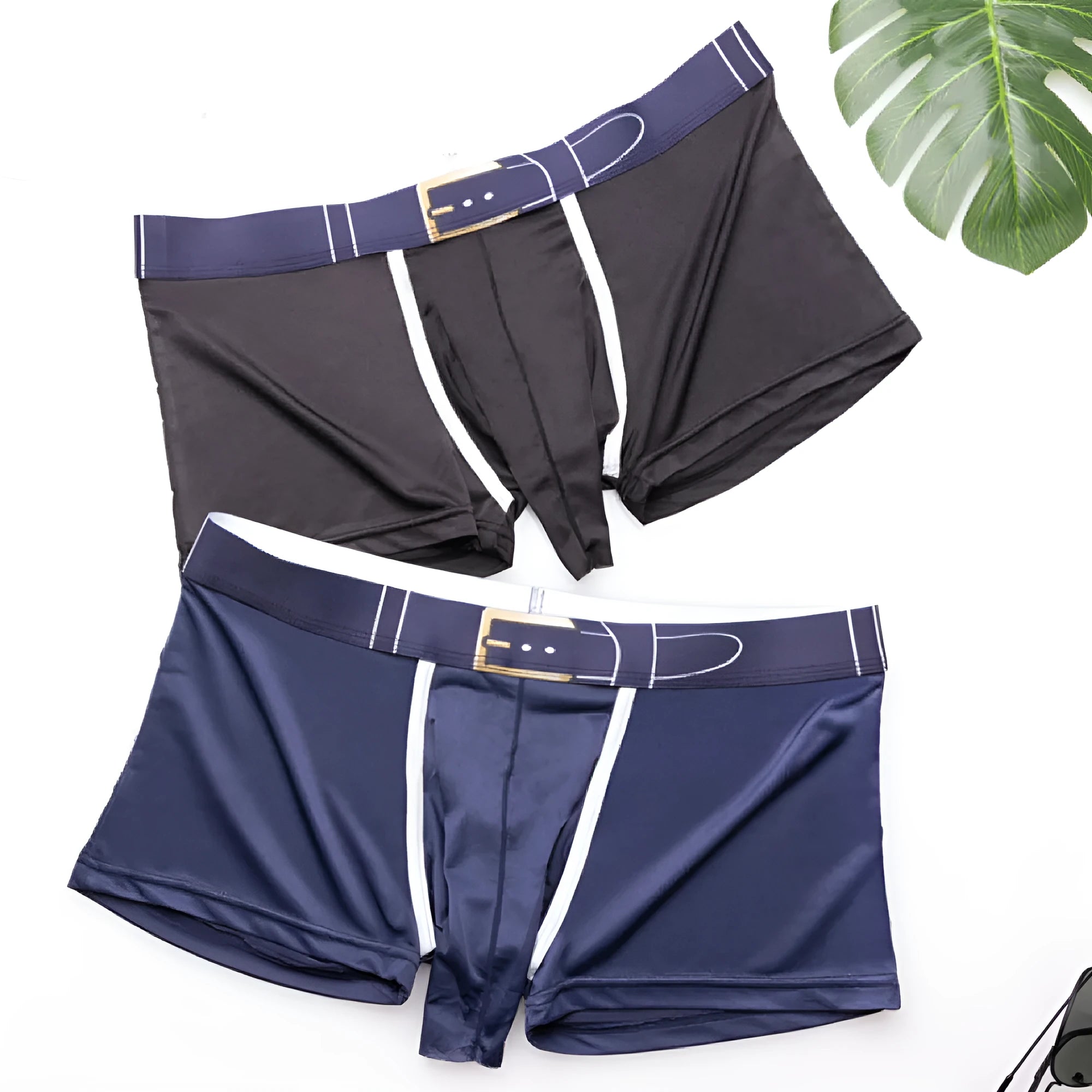 Men's ice silk boxers in solid colours showing mid waist design
