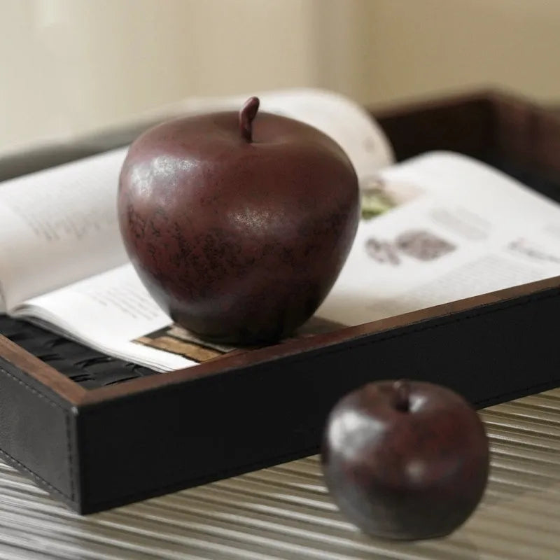 Retro style Chinese ceramic apple desktop ornament in large and small size options.