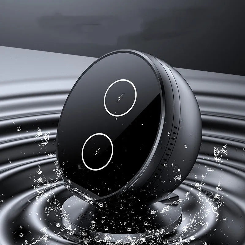 XC-11 wireless phone charger holder with Bluetooth stereo in black, blue, pink, or white colours