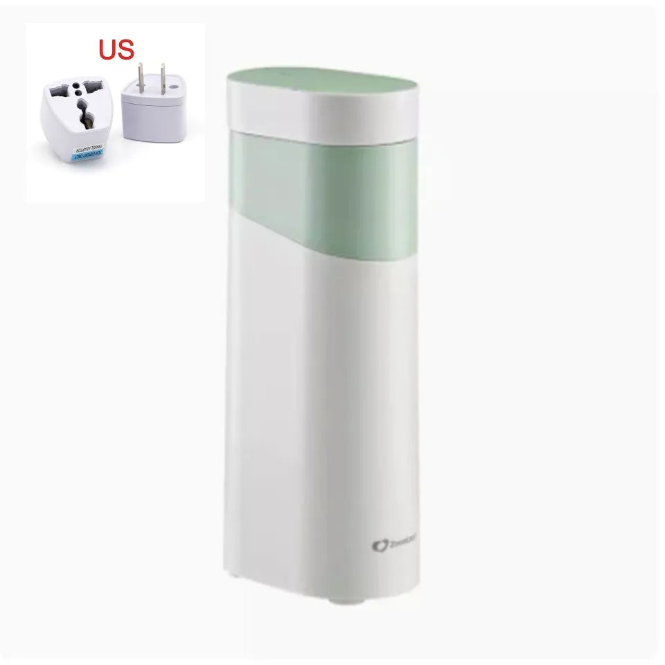 Small black or green desktop instant water dispenser with digital display and nano heating film.